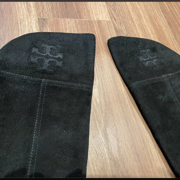 Brand New! Tory Burch Knee High Boot, Black, Suede & Leather, Size 7 - Picture 3 of 10